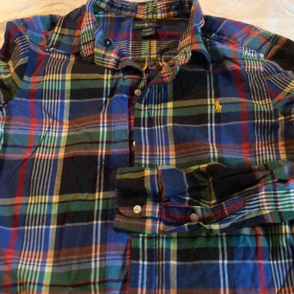Plaid Long Sleeve Button Down Polo 👔